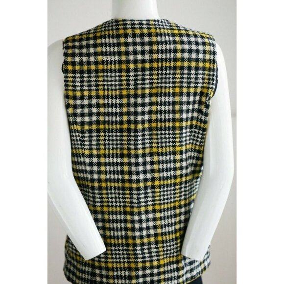 Vintage Junior House  Micro Check Long Line Wool Vest with Grandpa Butto… - Picture 5 of 8